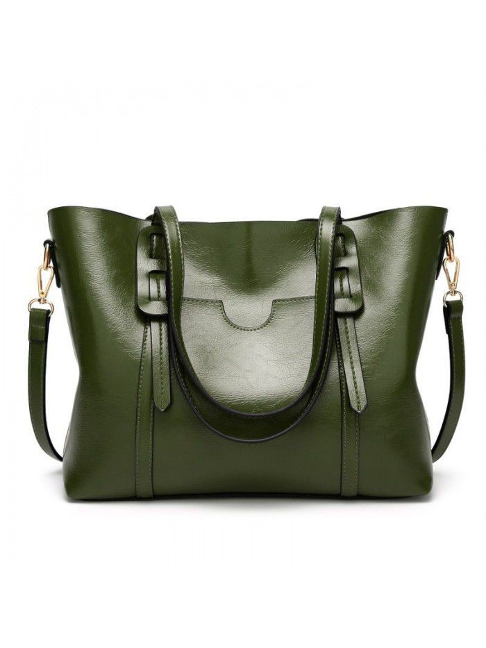 New women's bag European and American cross border fashion oil wax leather shoulder bag cheap high quality handbag simple women's handbag
