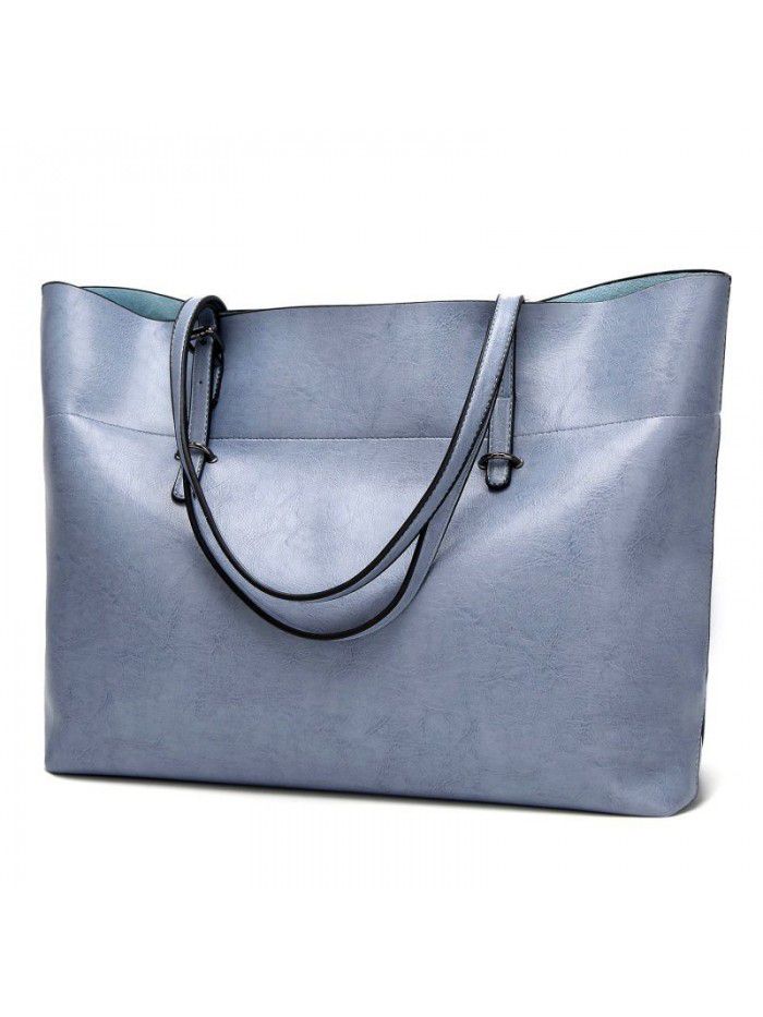 New women's bag European and American cross-border fashion one shoulder slant cross oil wax skin versatile retro women's Tote Bag
