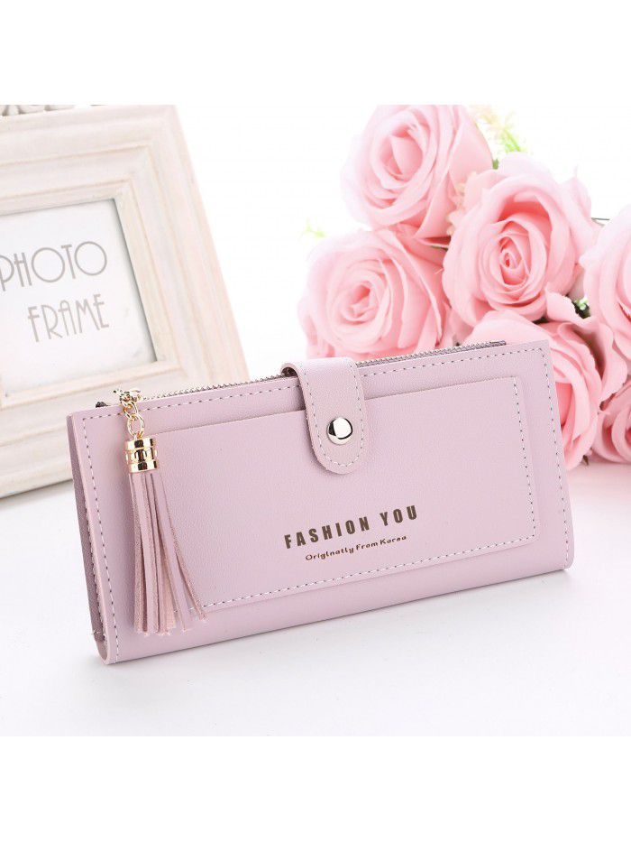 New simple motorcycle lady's purse buckle tassel zipper card bag change bag quick sale Taobao hot money