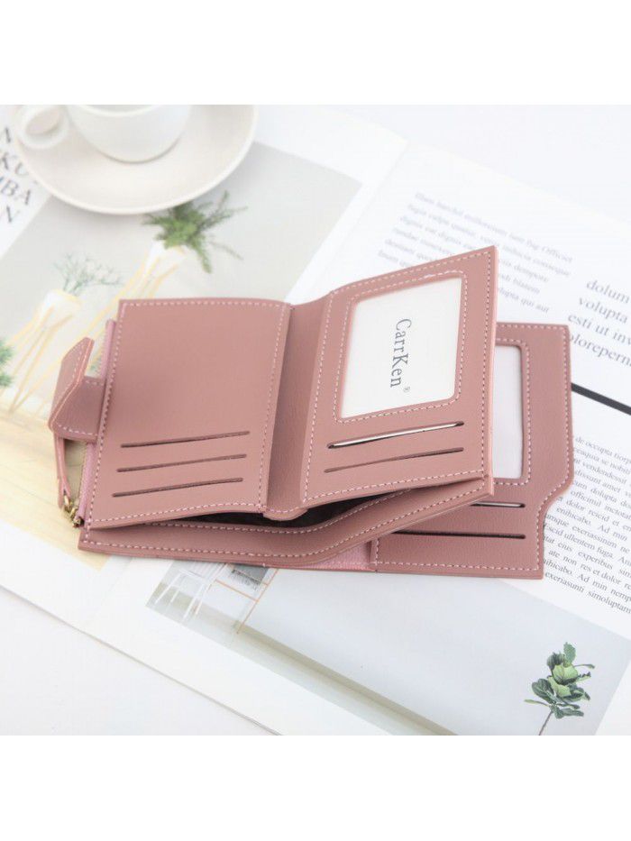 New women's wallet short zipper wallet Korean versatile zero wallet multi card buckle card bag factory sales