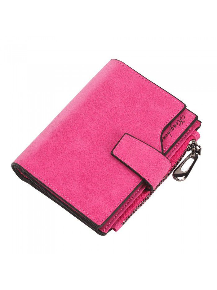 Ms. Hengsheng short wallet candy color button wallet multi card female zero purse frosted zipper bag