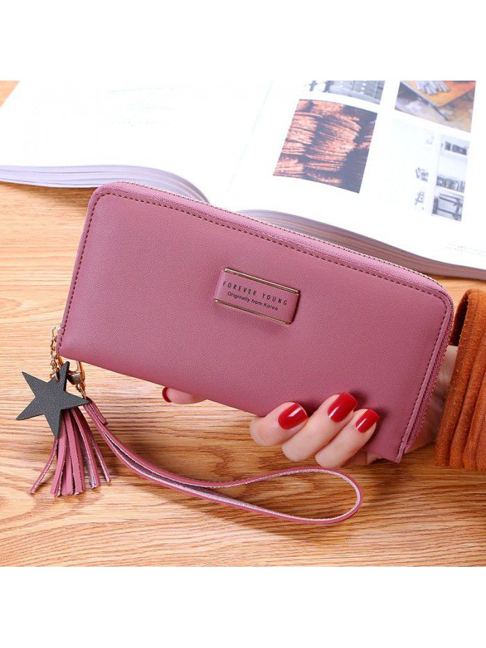 Women's purse 2020 new female student Korean tassel zipper multi function long large capacity Wallet Bag