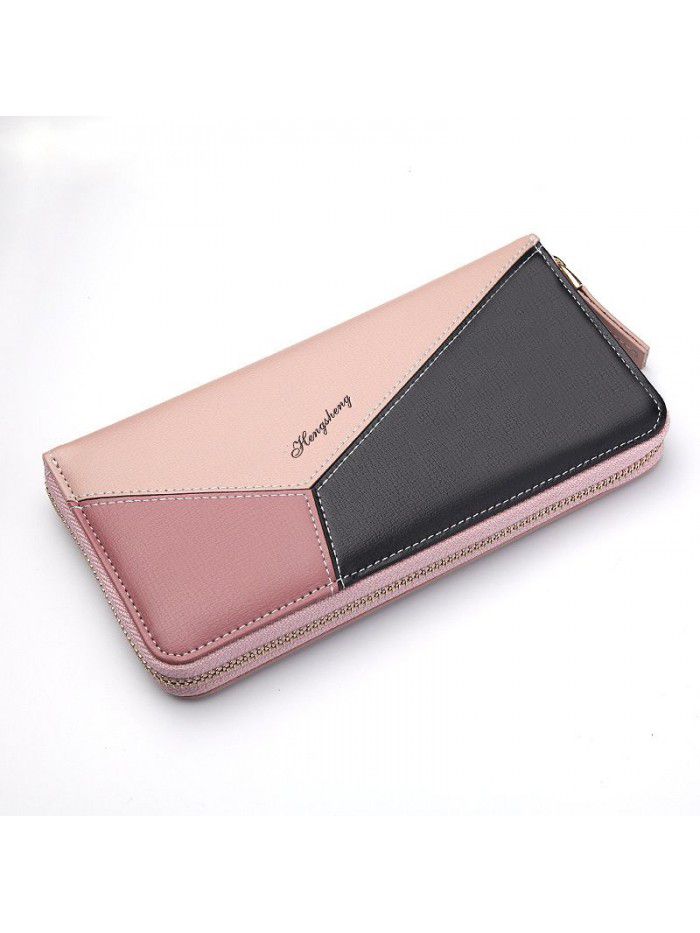 Hengsheng womenwallet women's purse long splicing leather handbag zipper bag purse wallet factory