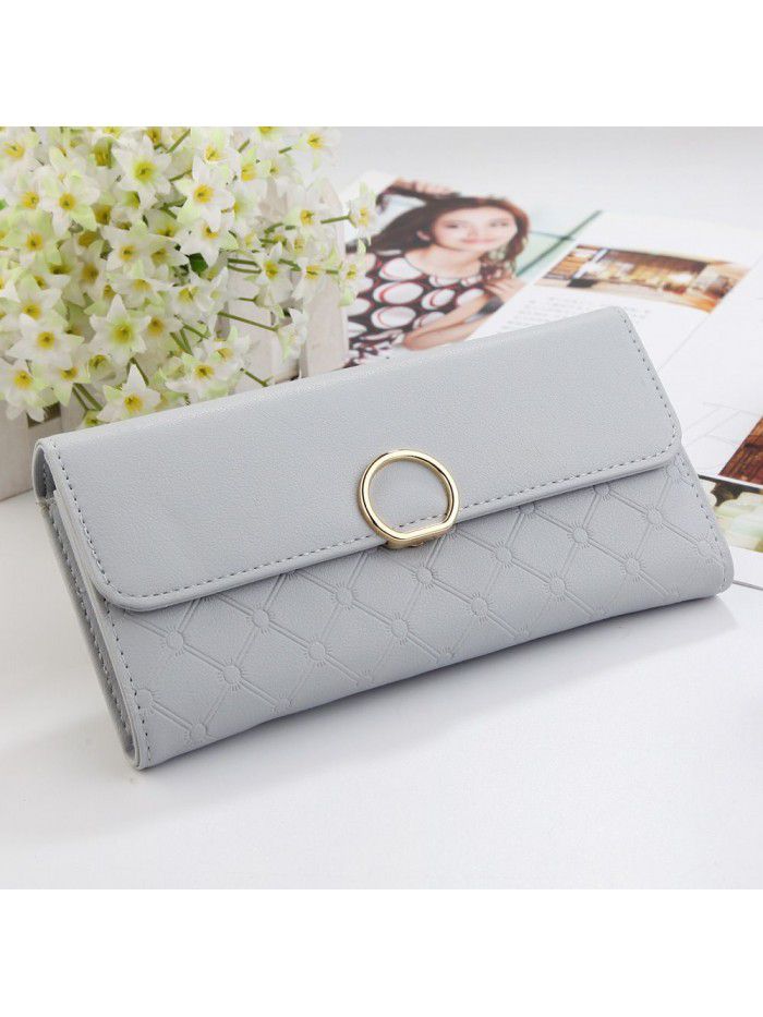 Hengsheng women's purse long large capacity multi card women's bag simple ring buckle bag factory sales