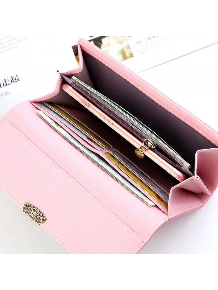 Hengsheng women's purse long large capacity multi card women's bag simple ring buckle bag factory sales