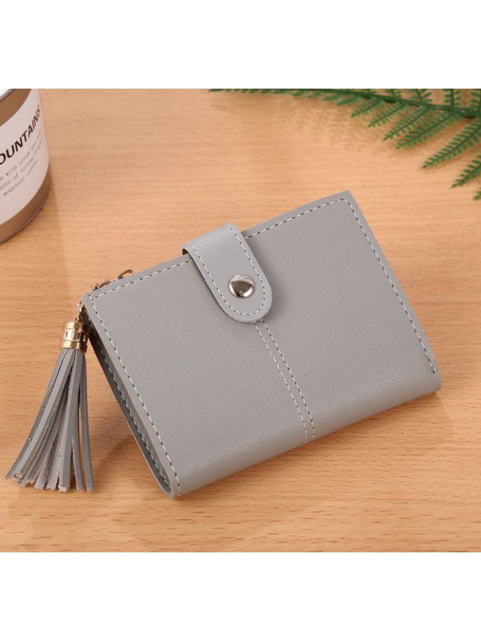 Korean Short women's small purse tassel pendant 20% off wallet card bag zero wallet manufacturer spot wholesale