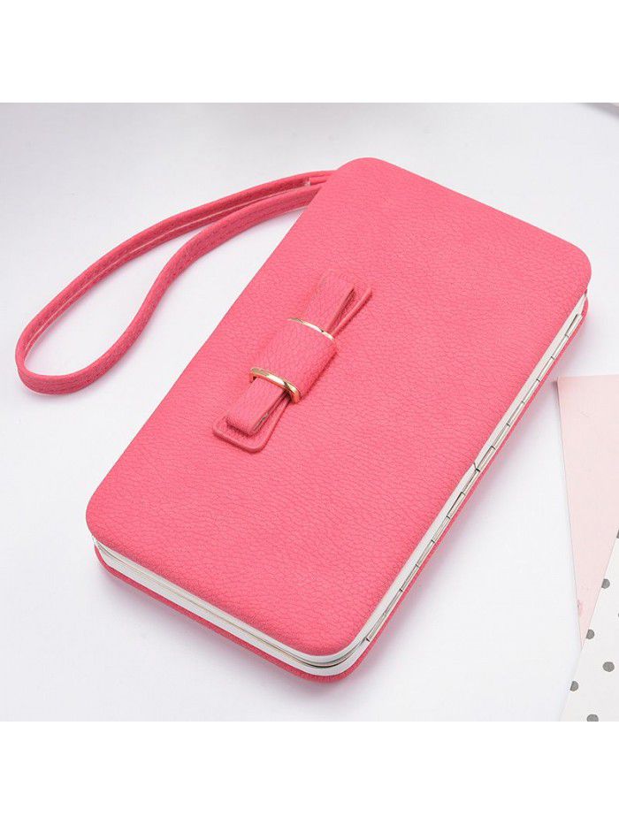 Hengsheng Korean women's purse long fashion bow lunch box large capacity handbag factory sales