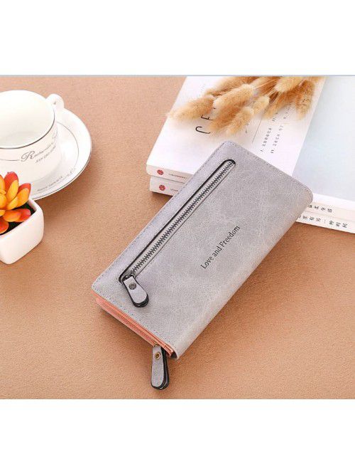 New Korean women's wallet solid color frosted zipp...