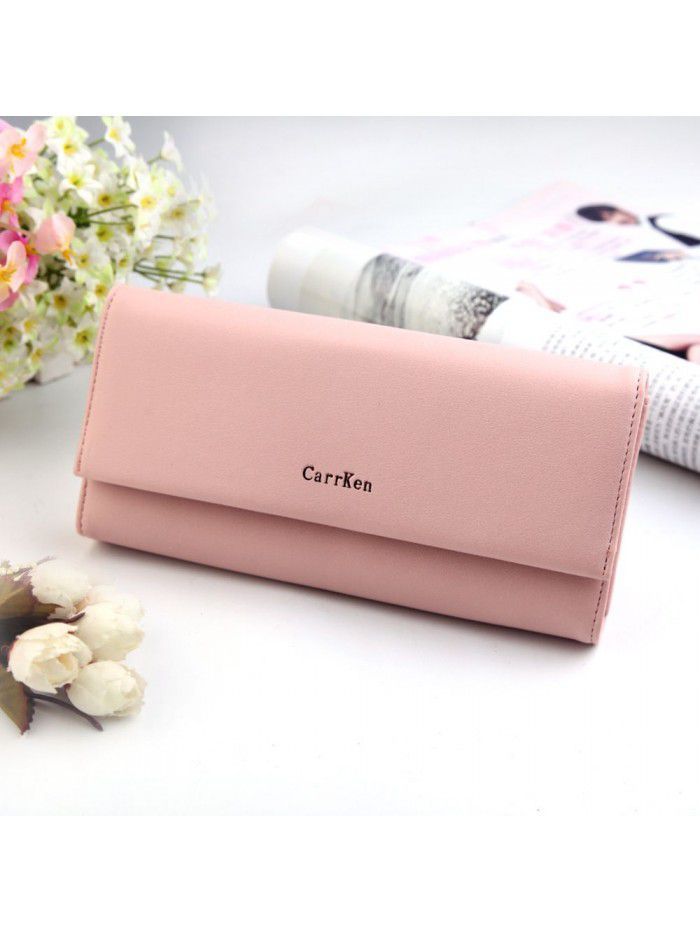 New women's wallet fashion long three fold hand bag zipper bag buckle walletwomen Mobile Wallet