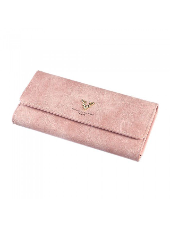 New women's purse three fold hand bag walletwomen deer head zipper bag fashion buckle Wallet