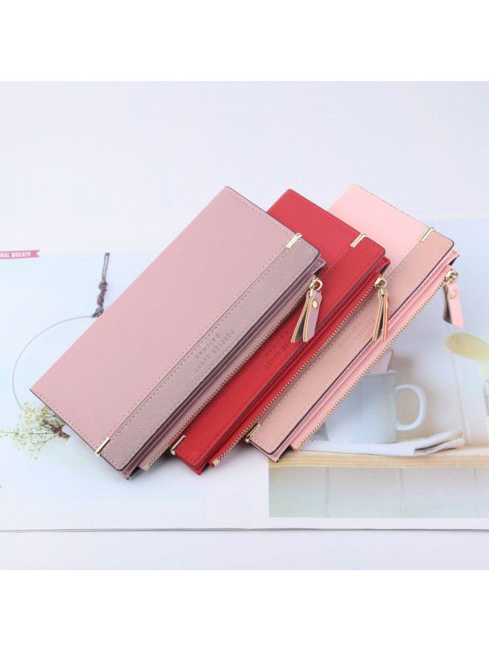  new women's wallet Korean fashion long buckle zipper bag multi color leather zero wallet