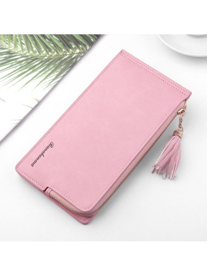 New women's wallet Korean fashion mobile phone bag long multi card tassel buckle zipper bag fashion manufacturers wholesale