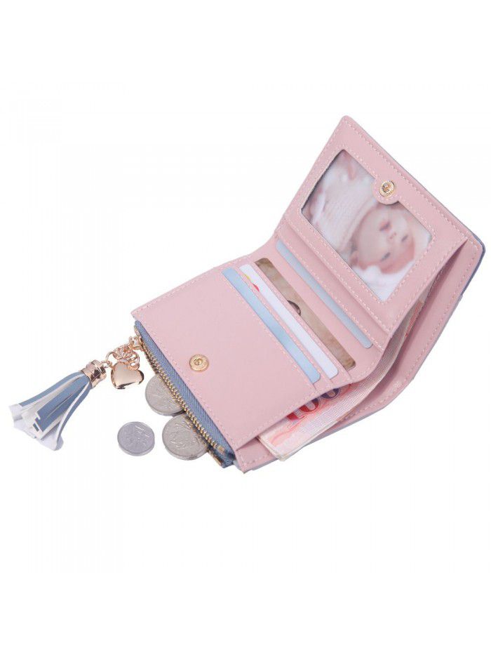 Hengsheng new product wallet women's fashion Japan and South Korea small fresh buckle Wallet Zipper multi-functional short zero wallet