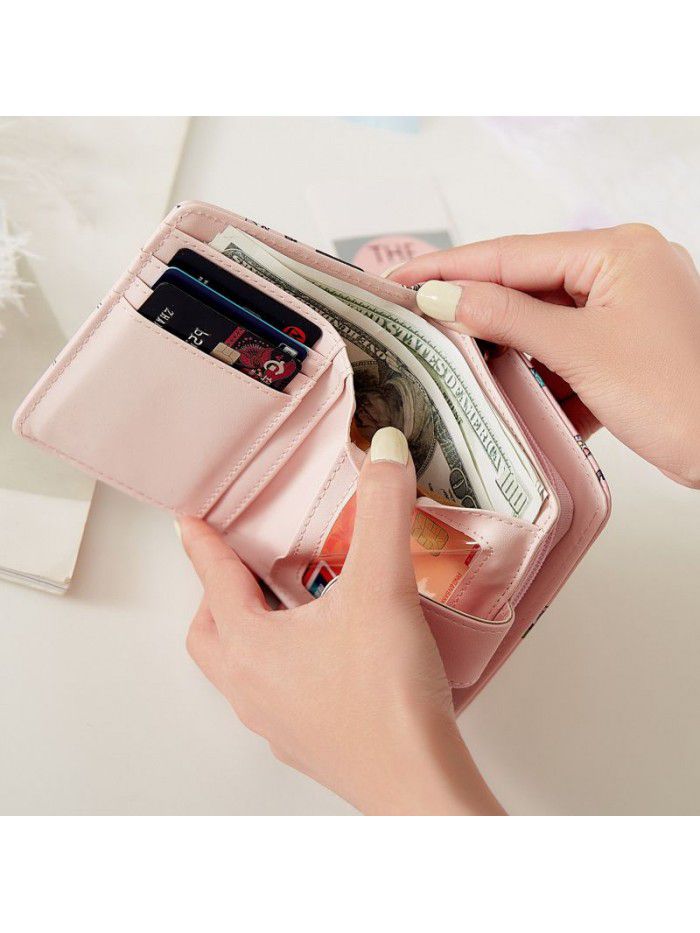  new wallet female student Korean cute cartoon fashion folding zero wallet female multi function card bag