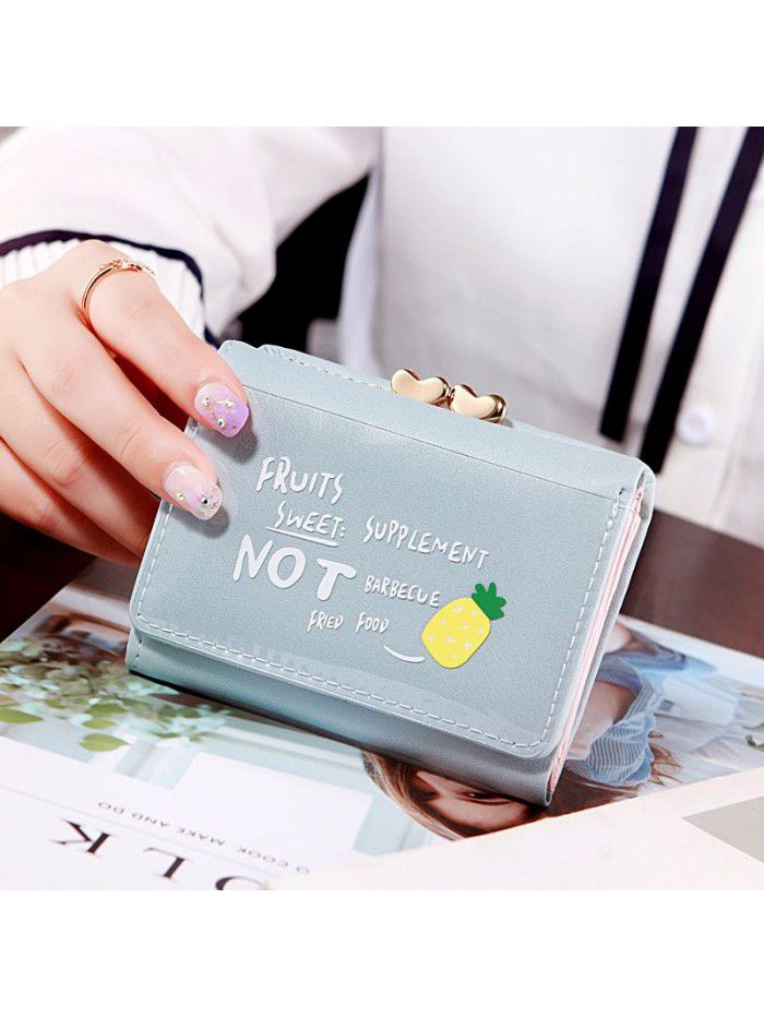  new popular Korean Student Wallet female short cartoon fruit zero wallet foreign trade cross border card bag customization