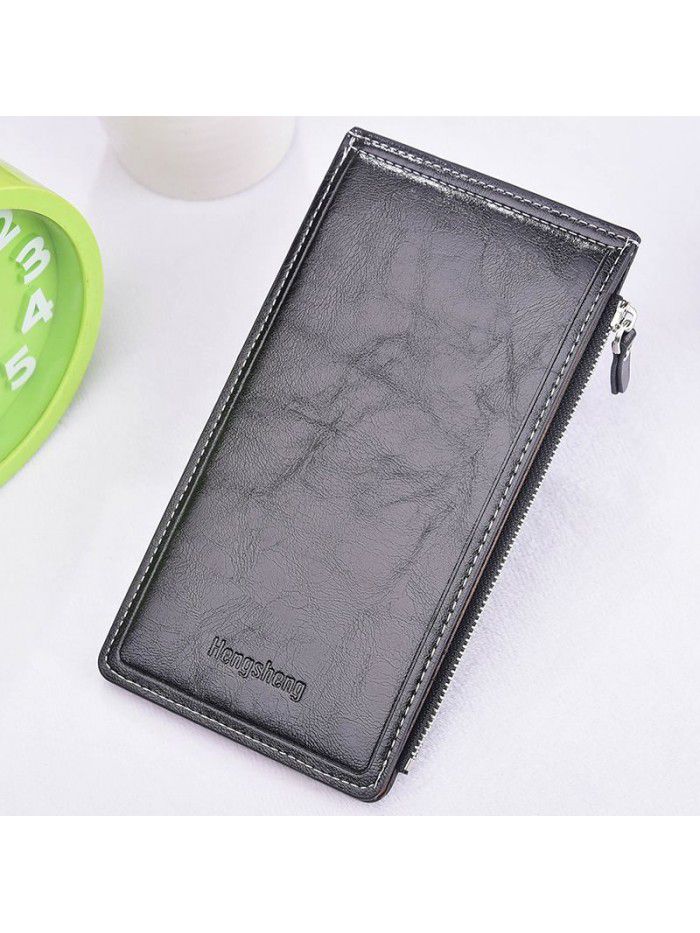 Hengsheng card bag wholesale oil wax skin lady's wallet multi card clip women's thin mobile phone bag factory sales