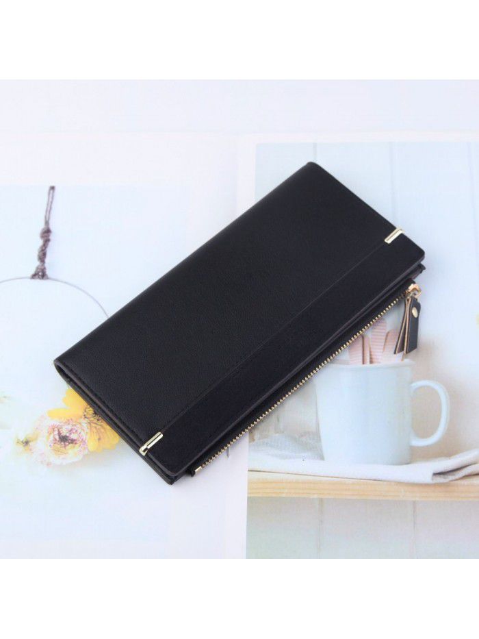  new women's wallet Korean fashion long buckle zipper bag multi color leather zero wallet