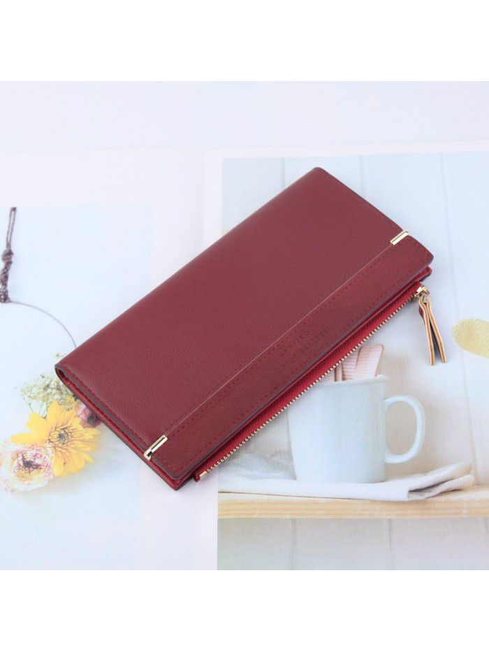  new women's wallet Korean fashion long buckle zipper bag multi color leather zero wallet