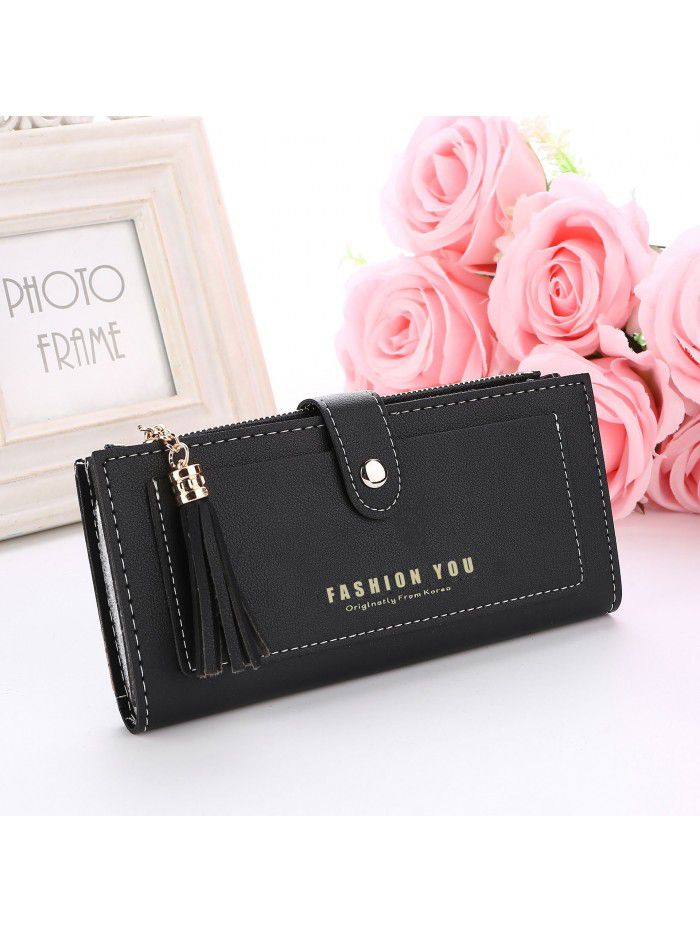 New simple motorcycle lady's purse buckle tassel zipper card bag change bag quick sale Taobao hot money