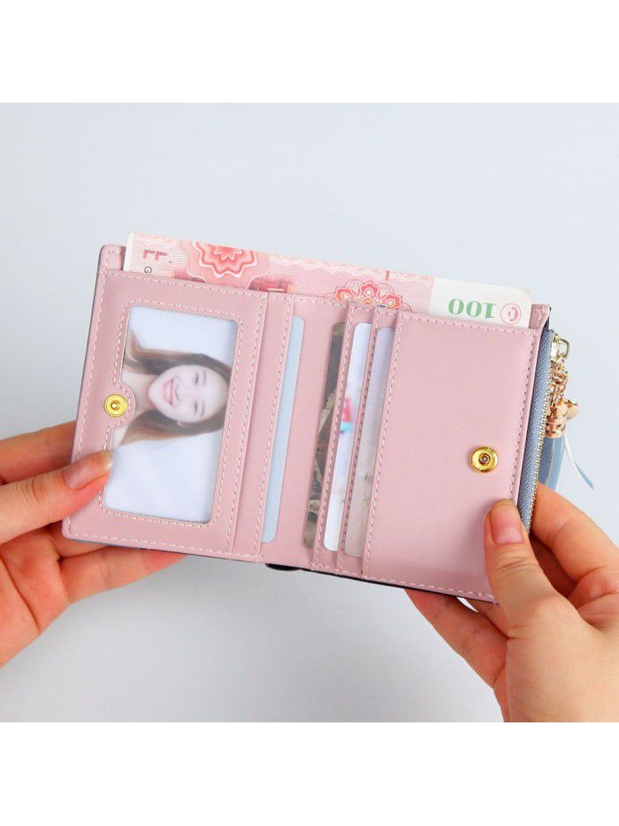 Hengsheng new product wallet women's fashion Japan and South Korea small fresh buckle Wallet Zipper multi-functional short zero wallet