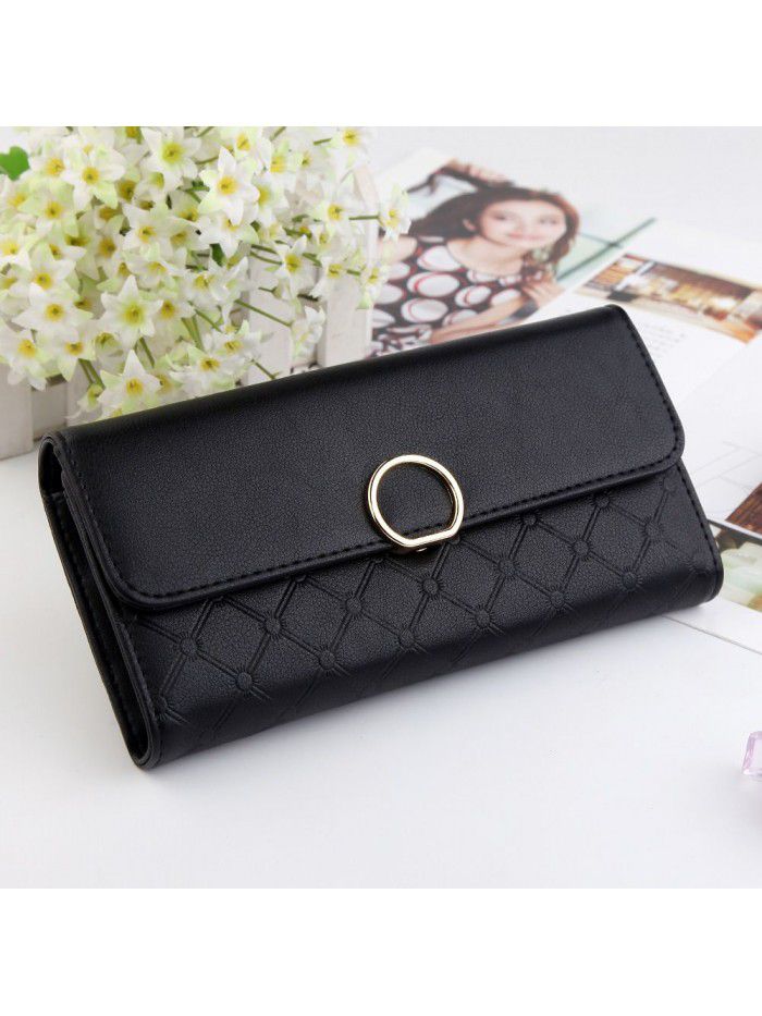 Hengsheng women's purse long large capacity multi card women's bag simple ring buckle bag factory sales