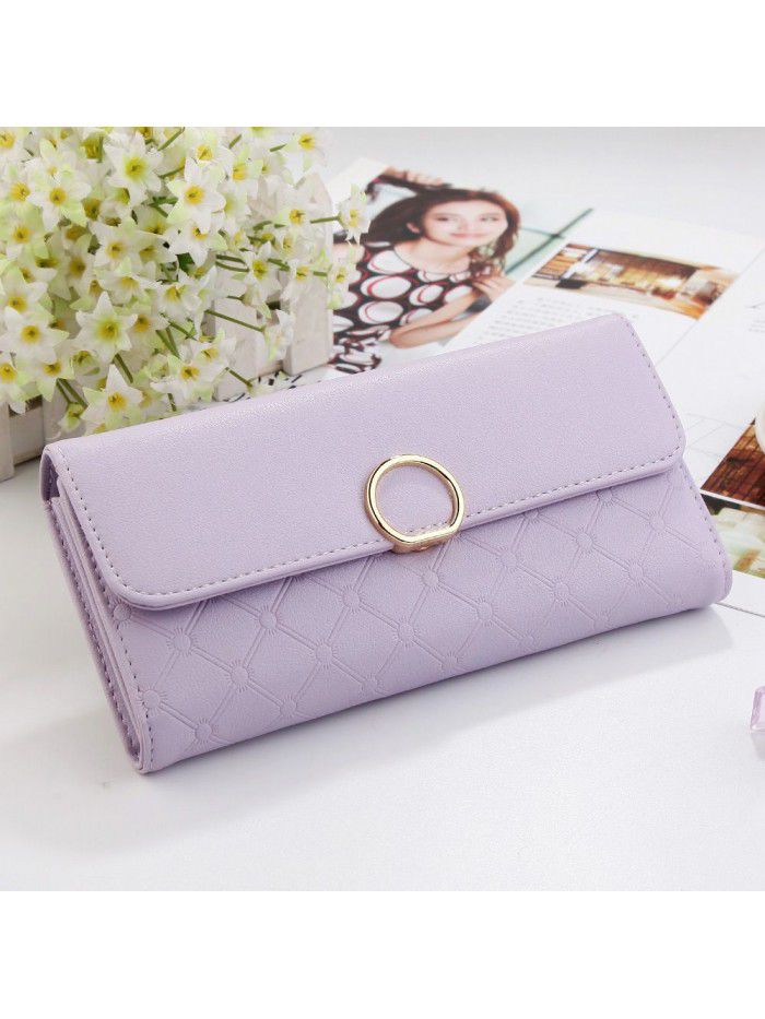 Hengsheng women's purse long large capacity multi card women's bag simple ring buckle bag factory sales