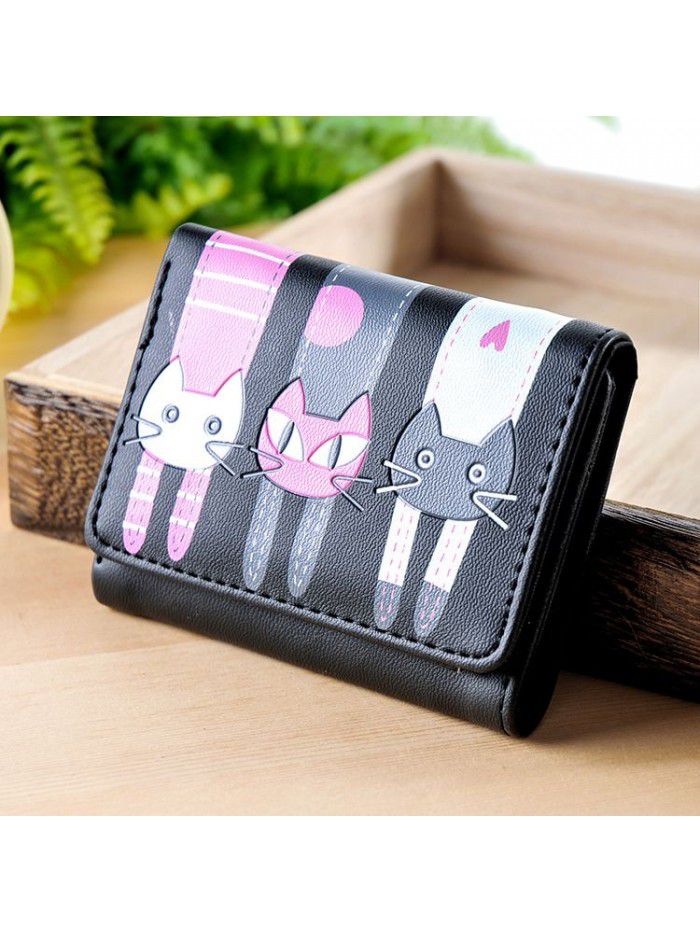 Korean Short Student Wallet 3% off cartoon cat cute lady wallet card bag zero wallet