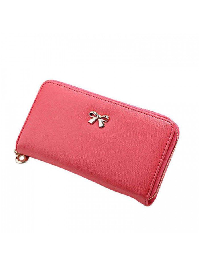  popular women's purse bow mobile phone bag horizontal European and American handbag Korean long zero wallet customization