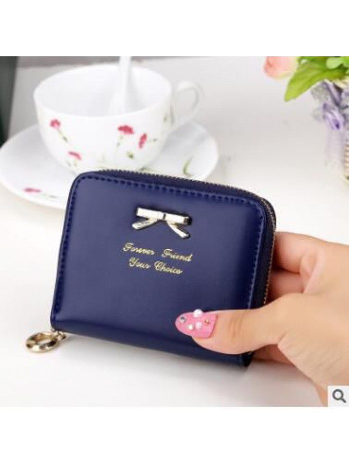  new Korean women's purse short bow handbag women's zipper zero wallet Mini cross border card bag