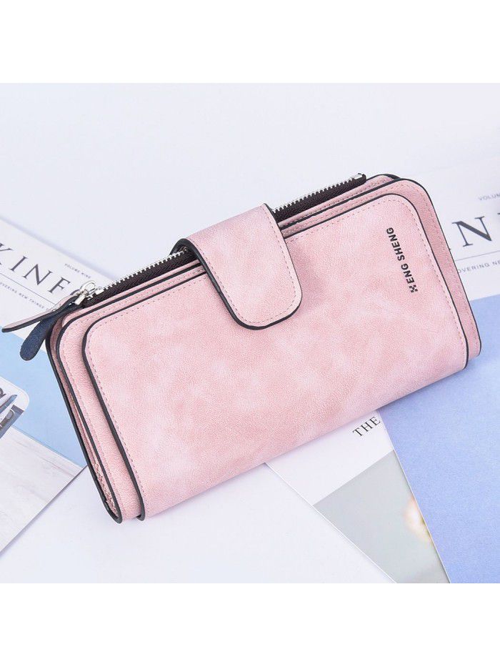 Hengsheng wallet women's 30% off long frosted Euro American style card bag buckle women's wallet zero wallet wallet multi card position