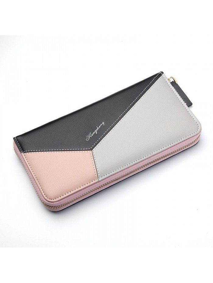 Hengsheng womenwallet women's purse long splicing leather handbag zipper bag purse wallet factory