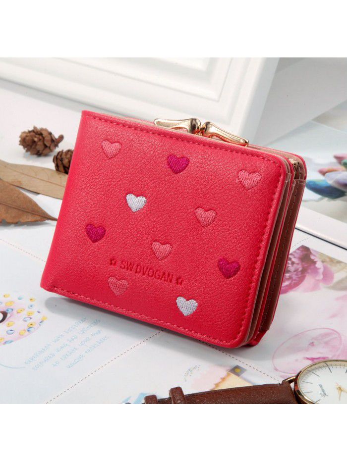  new women's wallet short wallet hand bag walletwomen Korean love plate clip zero wallet