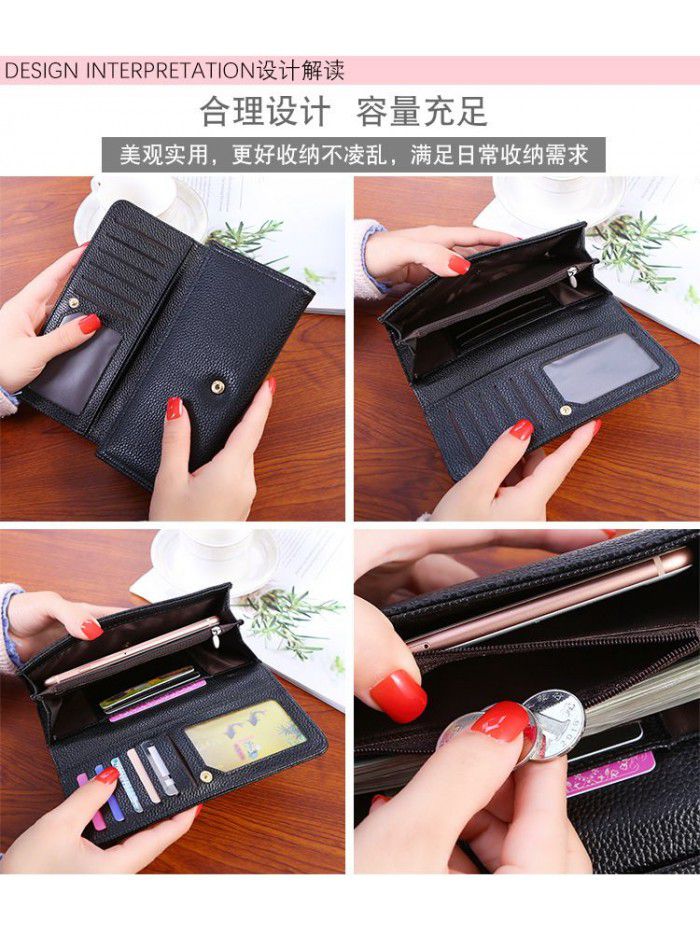  new European and American fashion women's long Purse Hand wrapping clip women's wallet mobile phone bag women's foreign trade customization