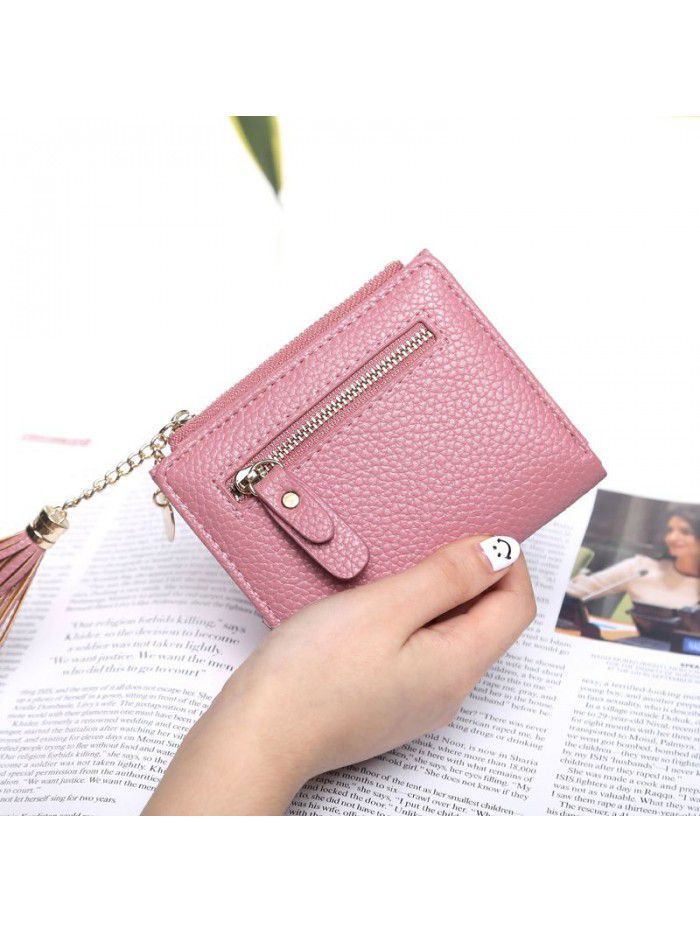  new women's wallet Korean version small fresh tassel zipper wallet wallet