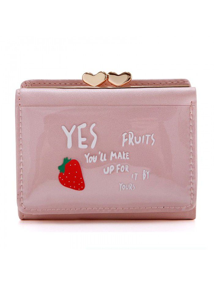  new popular Korean Student Wallet female short cartoon fruit zero wallet foreign trade cross border card bag customization