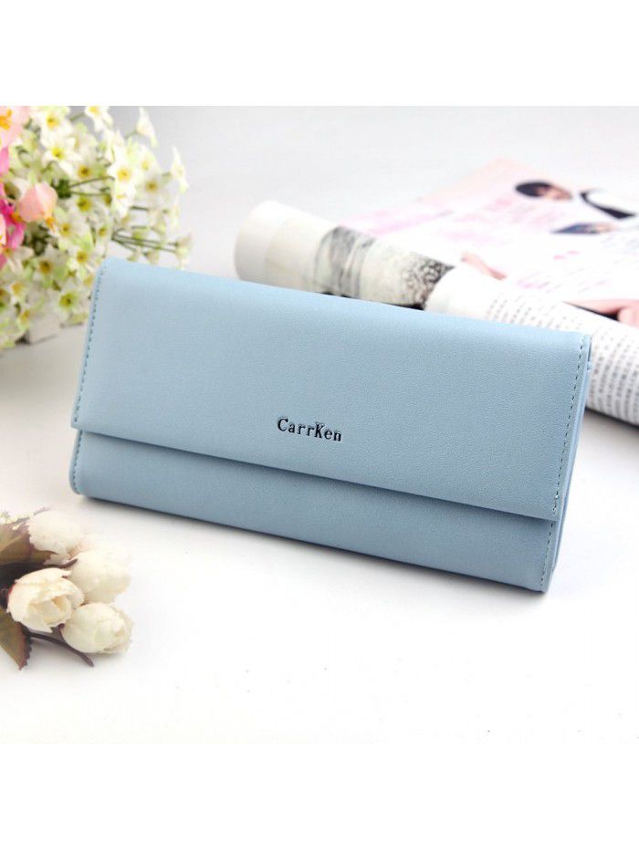 New women's wallet fashion long three fold hand bag zipper bag buckle walletwomen Mobile Wallet