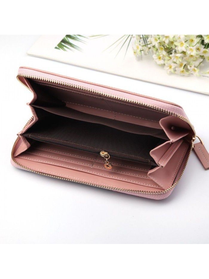 Hengsheng womenwallet women's purse long splicing leather handbag zipper bag purse wallet factory