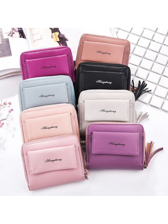 New women's wallet short fashion zipper foreskin clip walletwomen Korean tassel zero wallet wholesale