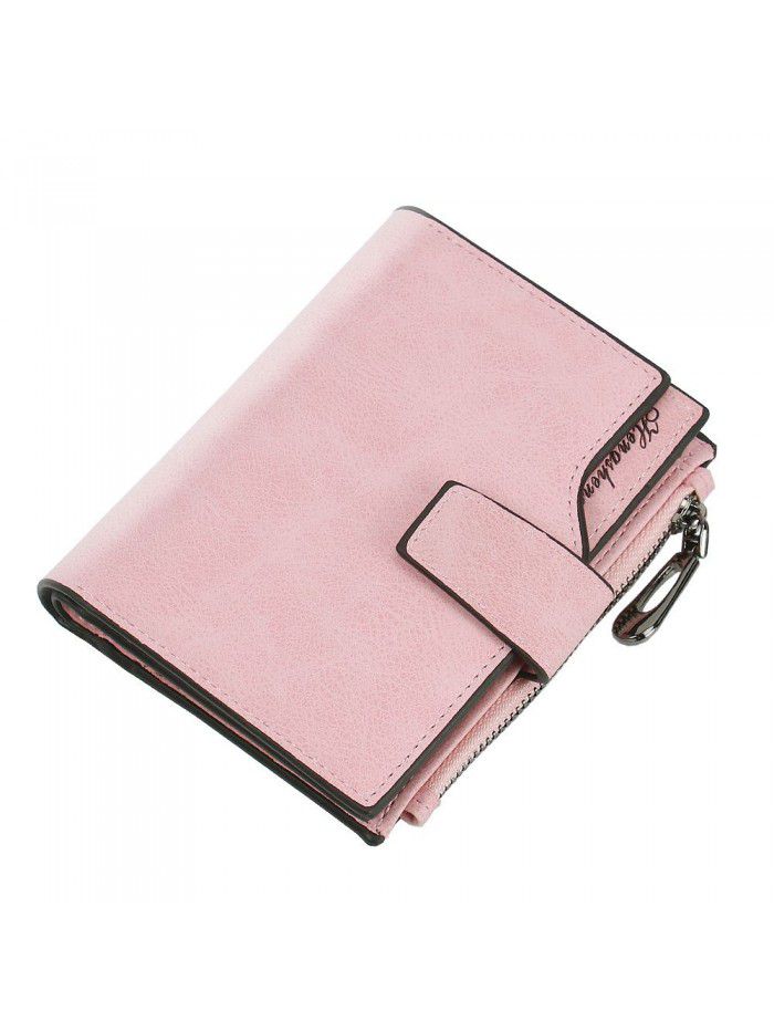 Ms. Hengsheng short wallet candy color button wallet multi card female zero purse frosted zipper bag