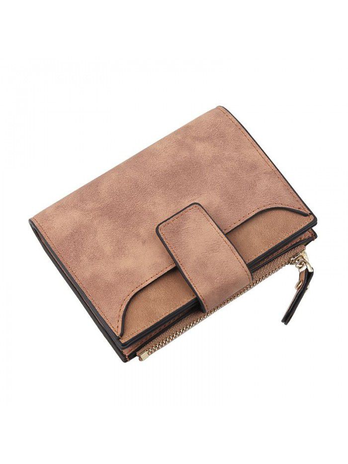 Women's wallet fashion buckle three fold Wallet Zipper Bag trend Korean version pure color change bag women's wholesale