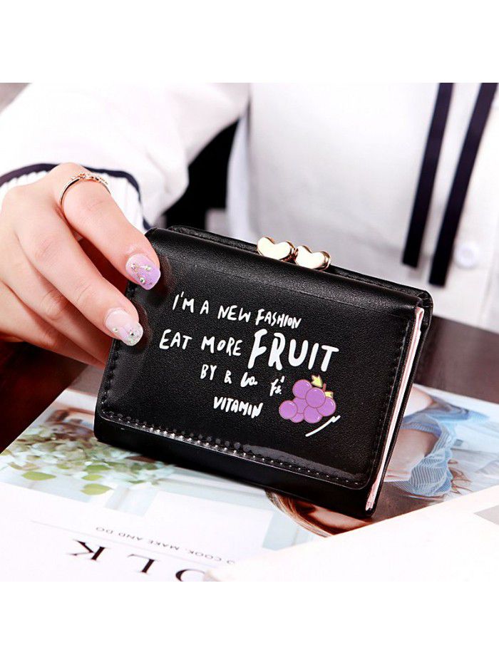  new popular Korean Student Wallet female short cartoon fruit zero wallet foreign trade cross border card bag customization