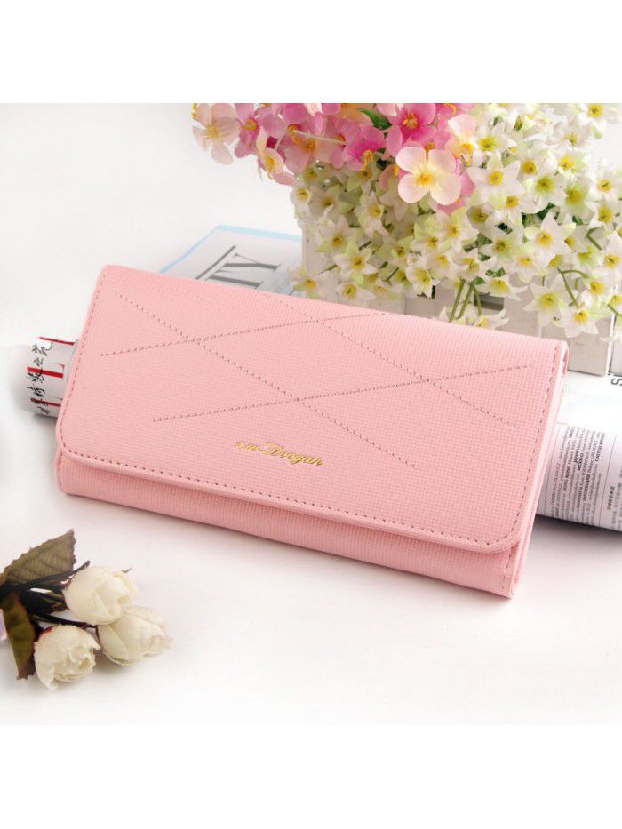  new women's wallet long stone zipper bag bright leather Korean fashion simple hand bag