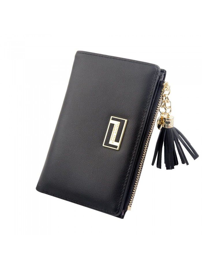 Hengsheng fashion new lady's wallet middle long Korean plain tassel Zipper Wallet