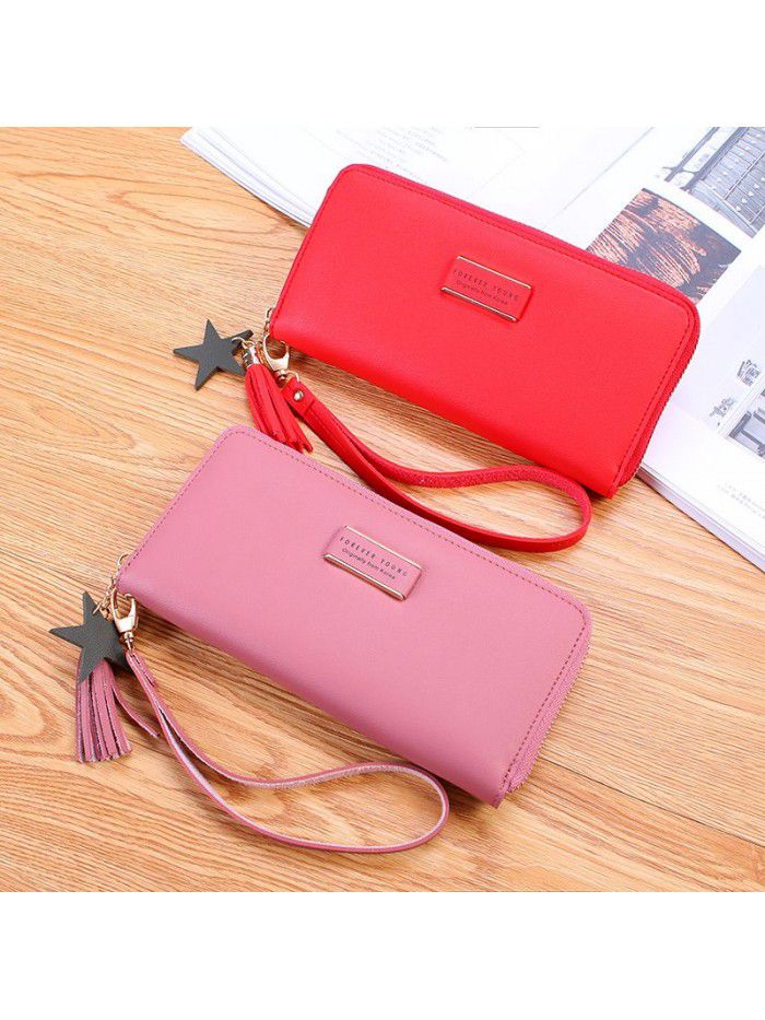 Women's purse 2020 new female student Korean tassel zipper multi function long large capacity Wallet Bag