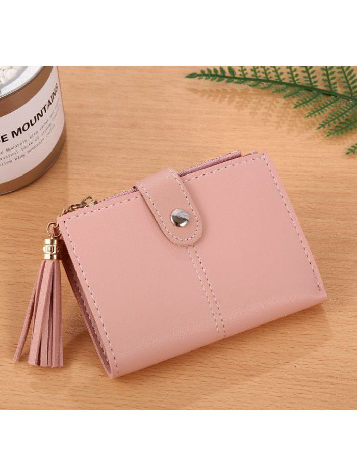 Korean Short women's small purse tassel pendant 20% off wallet card bag zero wallet manufacturer spot wholesale