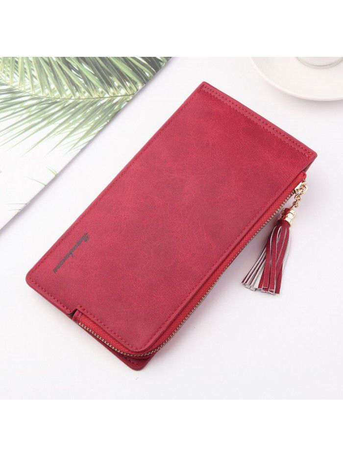 New women's wallet Korean fashion mobile phone bag long multi card tassel buckle zipper bag fashion manufacturers wholesale