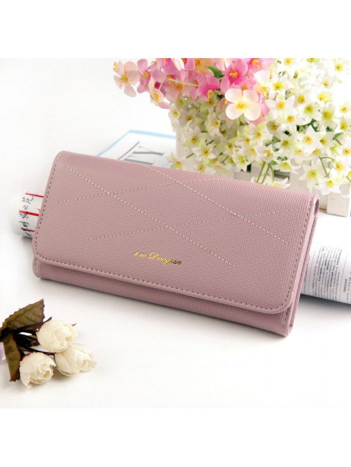  new women's wallet long stone zipper bag bright leather Korean fashion simple hand bag