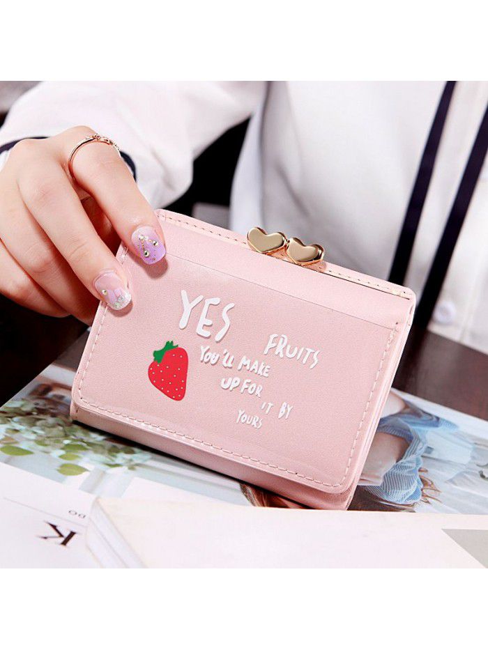  new popular Korean Student Wallet female short cartoon fruit zero wallet foreign trade cross border card bag customization