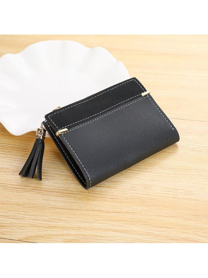  new frosted versatile Korean change bag multi card buckle short zipper women's wallet