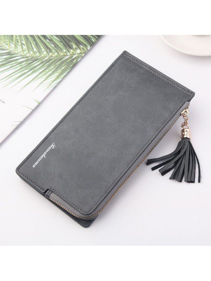 New women's wallet Korean fashion mobile phone bag long multi card tassel buckle zipper bag fashion manufacturers wholesale